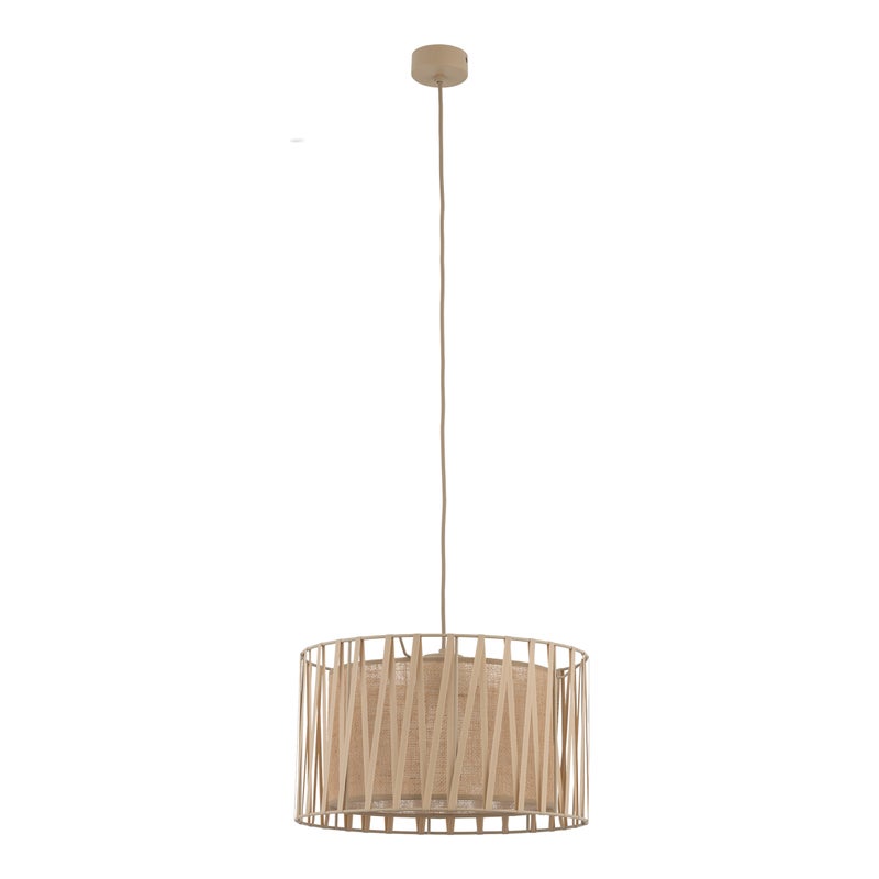 Lampa Wisząca Tk Lighting Harmony Sabia Beżowa Pleciony Lniany Abażur