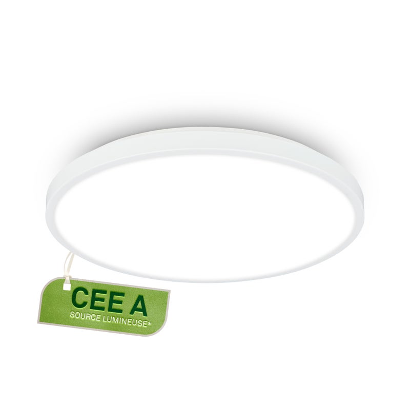 Lampa sufitowa LED Briloner KAIDA, źródło światła CEE A*, światło neutralne białe, wykończenie aluminiowe, kolor biały, Ø33 x 6 cm