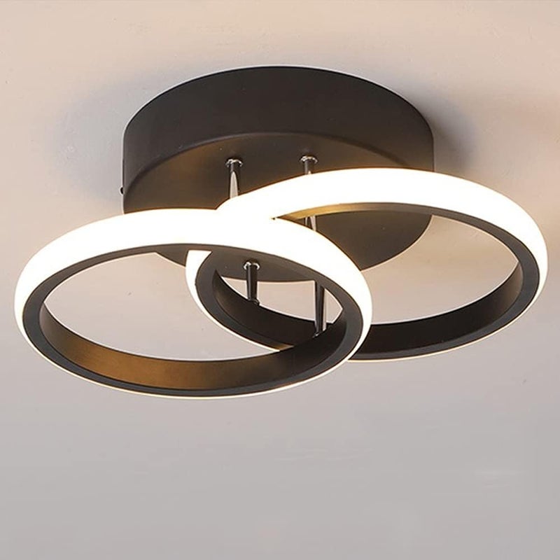 Nowoczesna lampa sufitowa LED – Wyjątkowy i kreatywny design – Czarna, odpowiednia do korytarzy, salonów, sypialni, kuchni i biur (światło trójkoloro