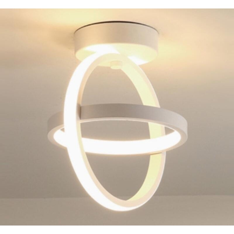 Nowoczesna lampa sufitowa LED – Kreatywny design z podwójnym pierścieniem – Biała, odpowiednia do korytarzy, salonów, sypialni, kuchni i biur (światł