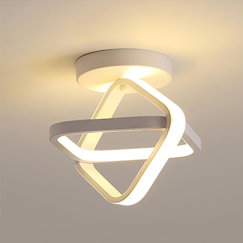 Nowoczesna lampa sufitowa LED – Kreatywny, podwójnie kwadratowy design – Biały, odpowiedni do korytarzy, salonów, sypialni, kuchni i biur (światło tr