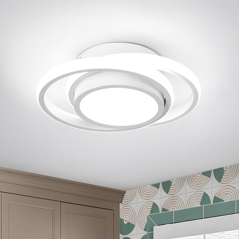 Nowoczesna lampa sufitowa LED – Kreatywny design z podwójnym pierścieniem – Biała, odpowiednia do korytarzy, salonów, sypialni, kuchni i biur (światł