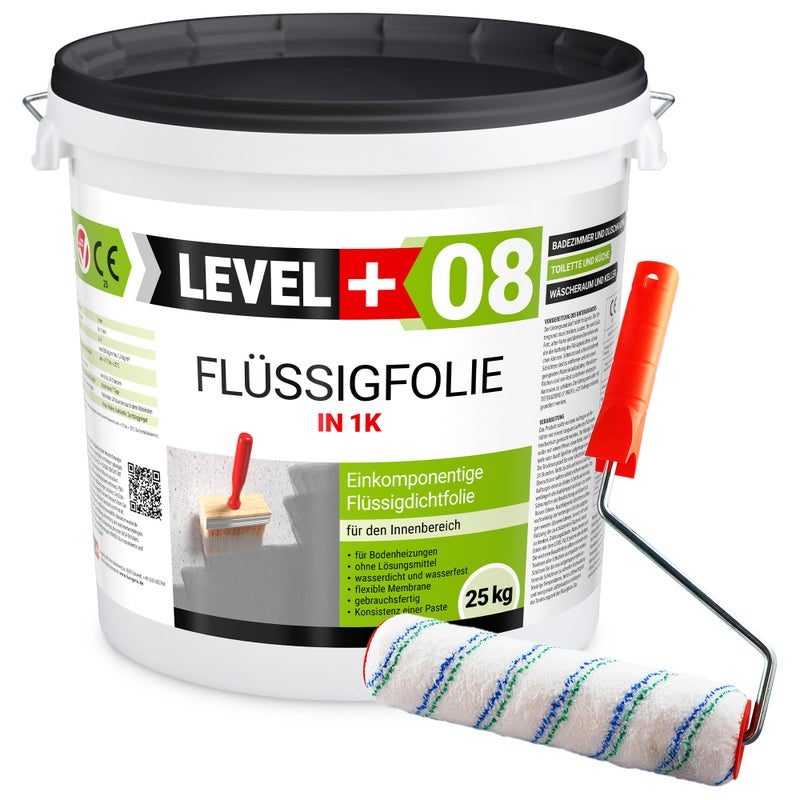 Folia w płynie LEVEL+ FLÜSSIGFOLIE IN L+08 25 kg + Wałek malarski 25cm
