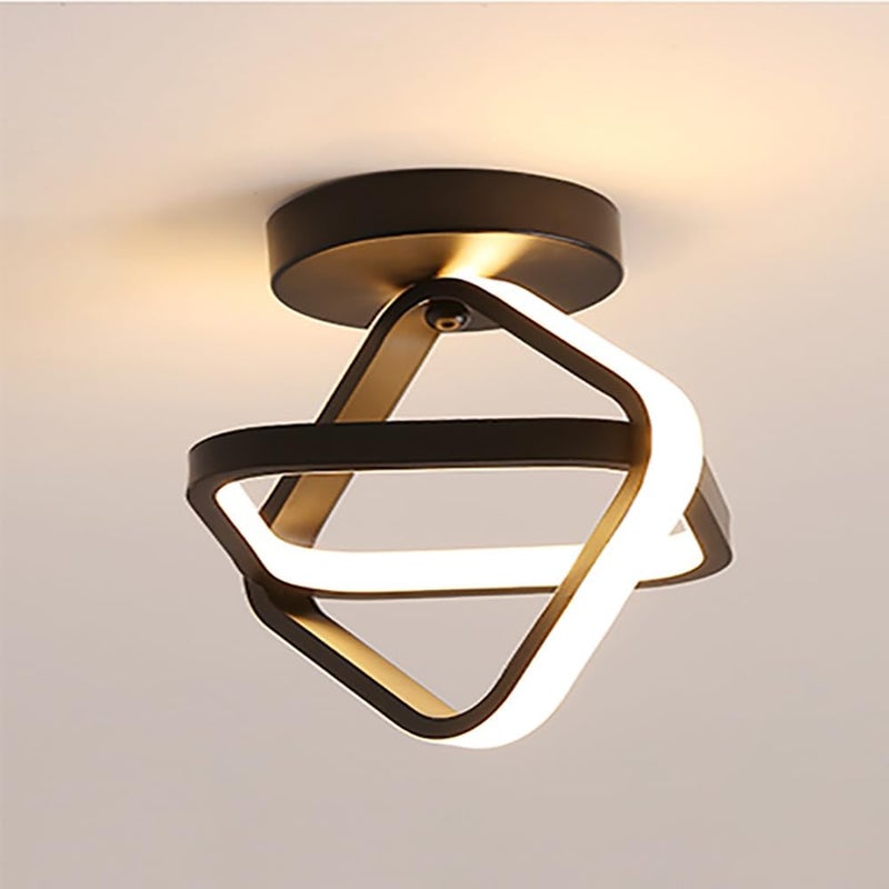 Nowoczesna lampa sufitowa LED – Kreatywny, podwójnie kwadratowy design – Czarny, odpowiedni do korytarzy, salonów, sypialni, kuchni i biur (światło t