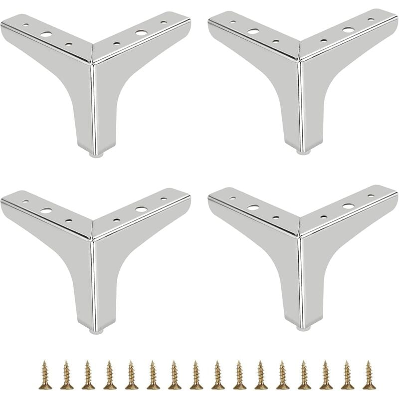 Metalowe nogi do sofy 10 cm, 4 szt., Nowoczesne nogi do mebli, Nogi do mebli do sof, Podwyższone nogi do mebli, Nogi wymienne, Srebrne