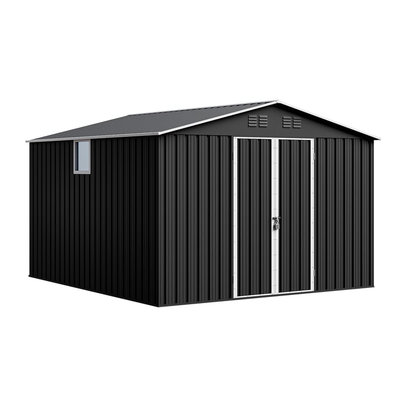 Domek metalowy NORDVIC Thor 283x313 cm, uchylne drzwi, Cold Grey