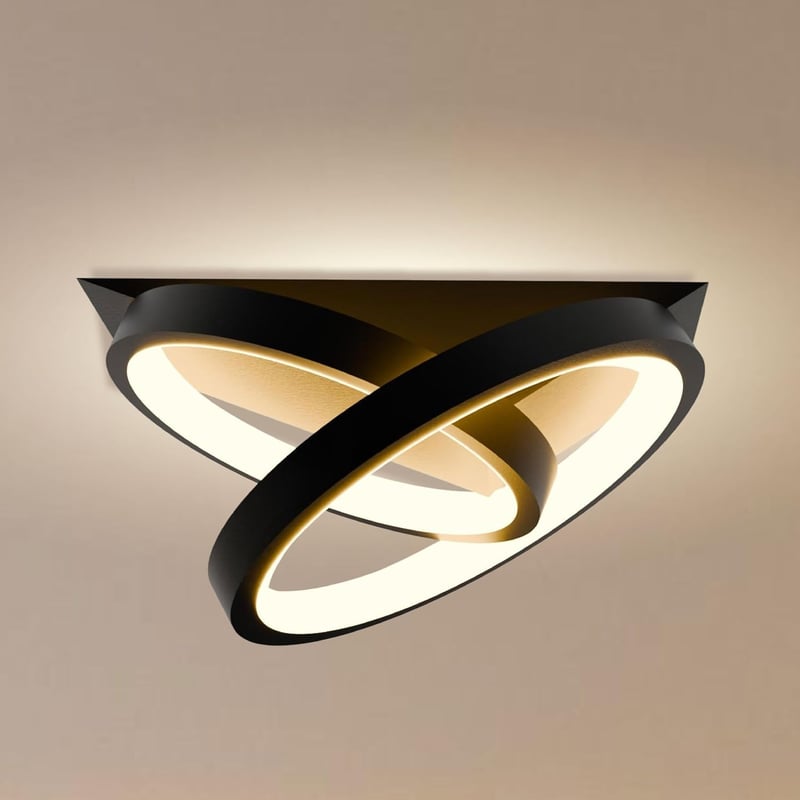 Nowoczesna lampa sufitowa LED – Wyjątkowy i kreatywny design – Czarna, odpowiednia do korytarzy, salonów, sypialni, kuchni i biur (światło trójkoloro