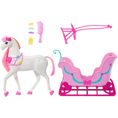 Akcesorium Barbie Dziadek do Orzechów Konik i sanie JNH63