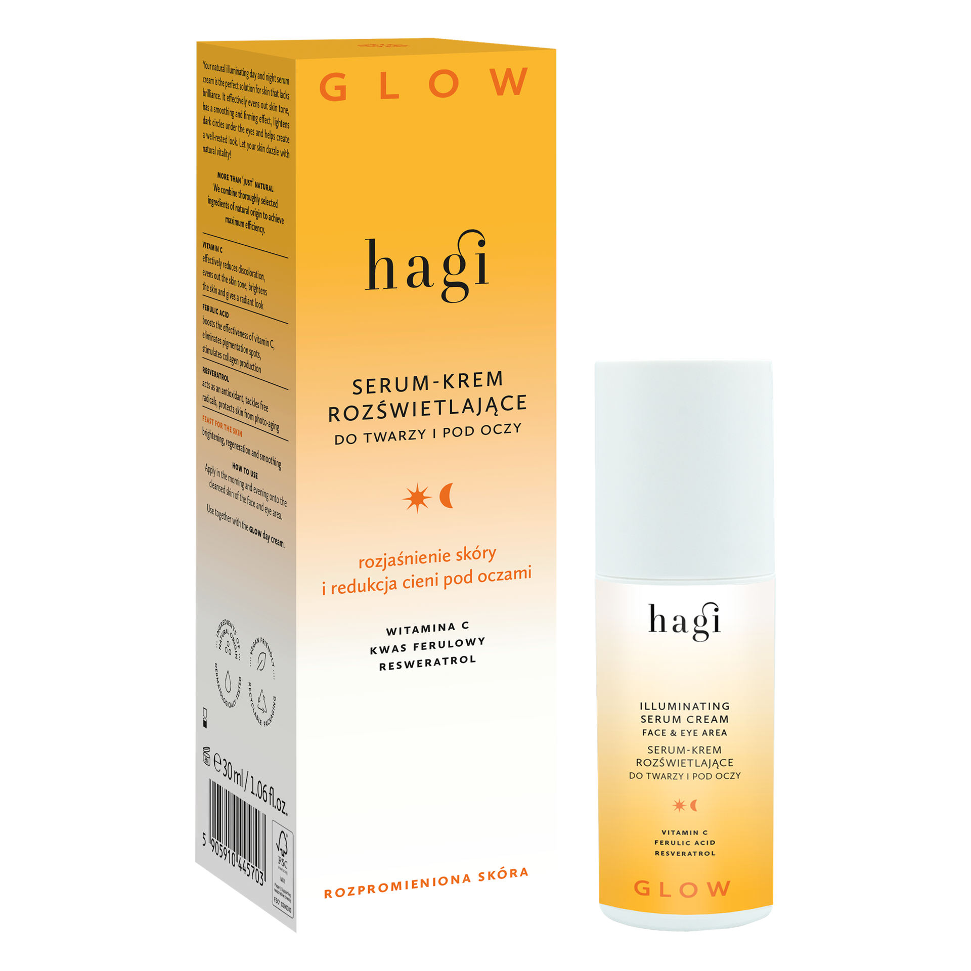 Hagi Serum-Krem Rozświetlające do Twarzy i pod Oczy Glow 30ml