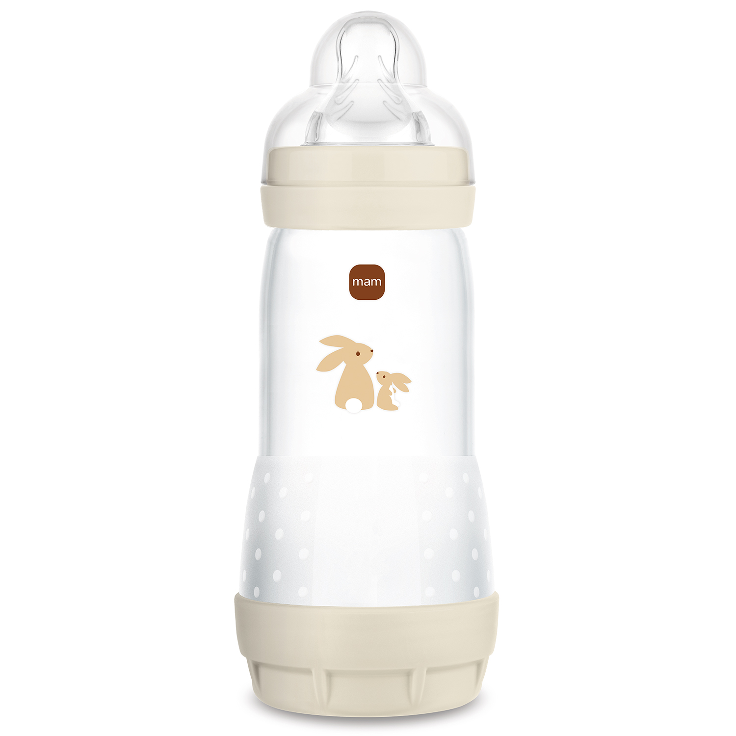 MAM Perfect Start, butelka antykolkowa, ze smoczkiem silikonowym, Grounding in Nature, beżowa, unisex, od 4 miesiąca, 320 ml