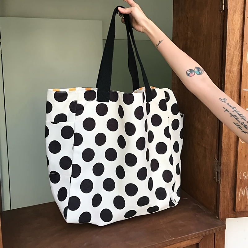 TEMU Duża Retro Torba Tote w - Dwustronna Torba na Ramię z Paskiem i Boczną Kieszenią, Duża Pojemność, Odpowiednia do Dojazdów, Podróży, Codziennego