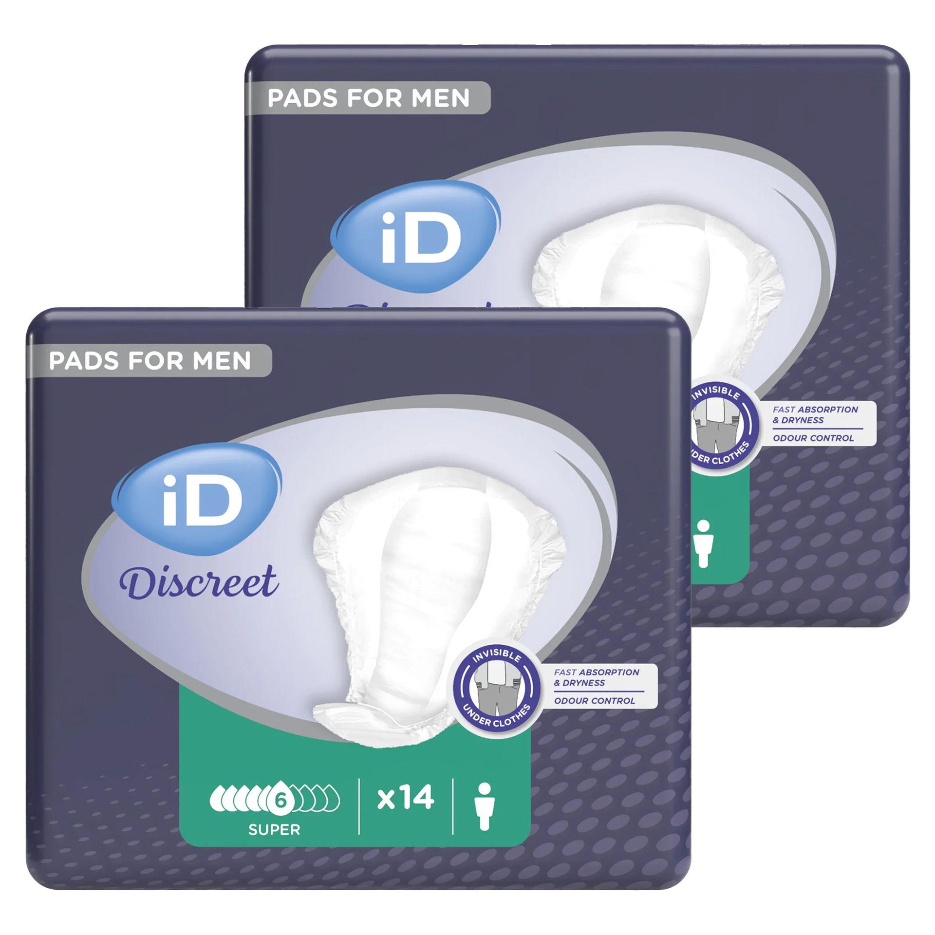 Wkładki urologiczne dla mężczyzn iD Discreet Super, 2 x 14 sztuk