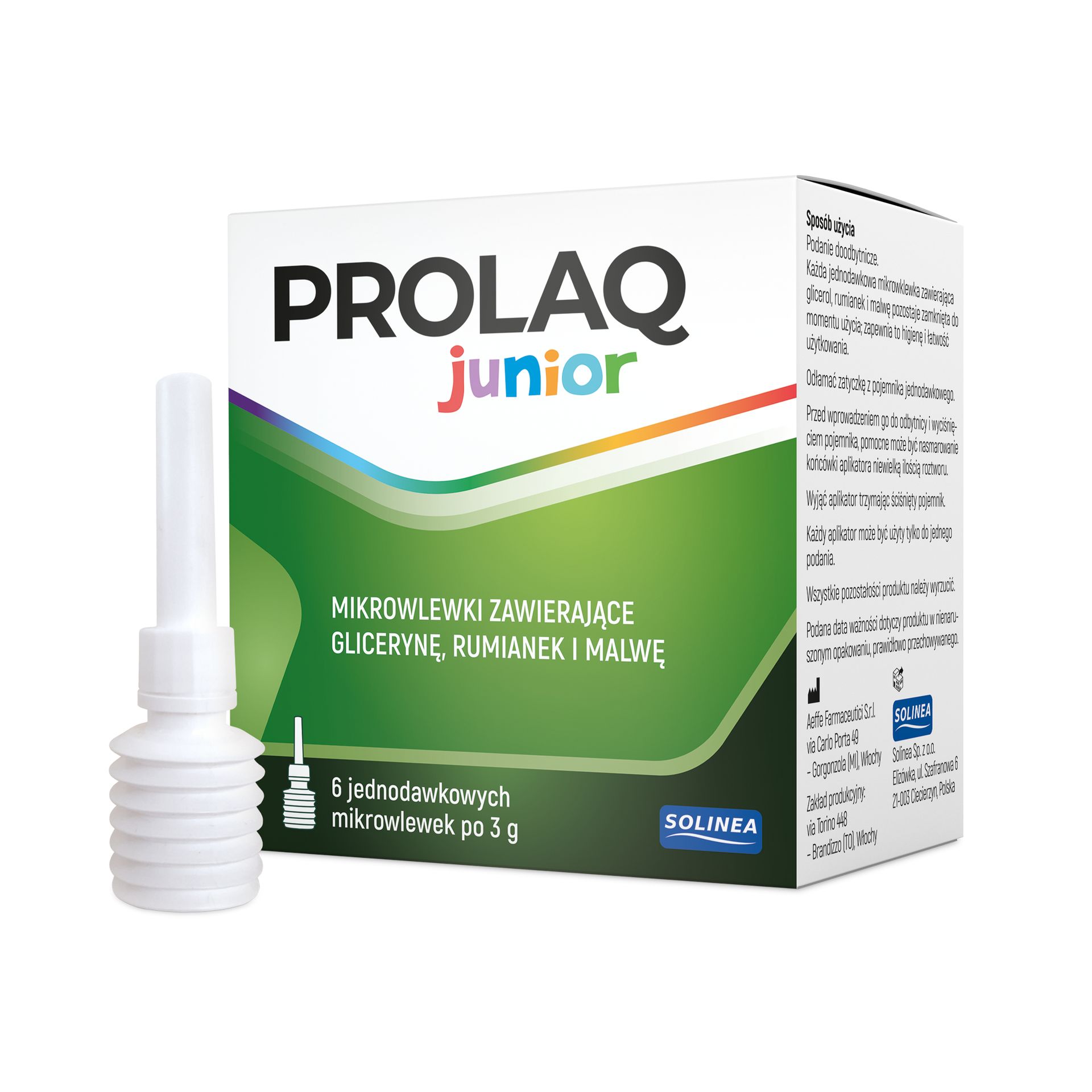 Prolaq Junior, wlewki doodbytnicze, 6 sztuk po 3 g