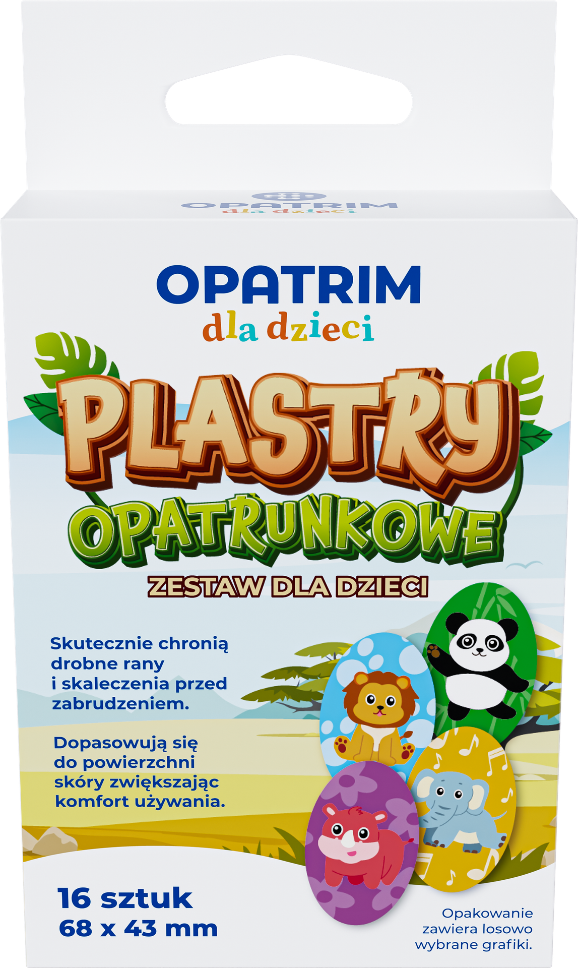 Plastry opatrunkowe zestaw dla dzieci, 68 x 43 mm, 16 sztuk