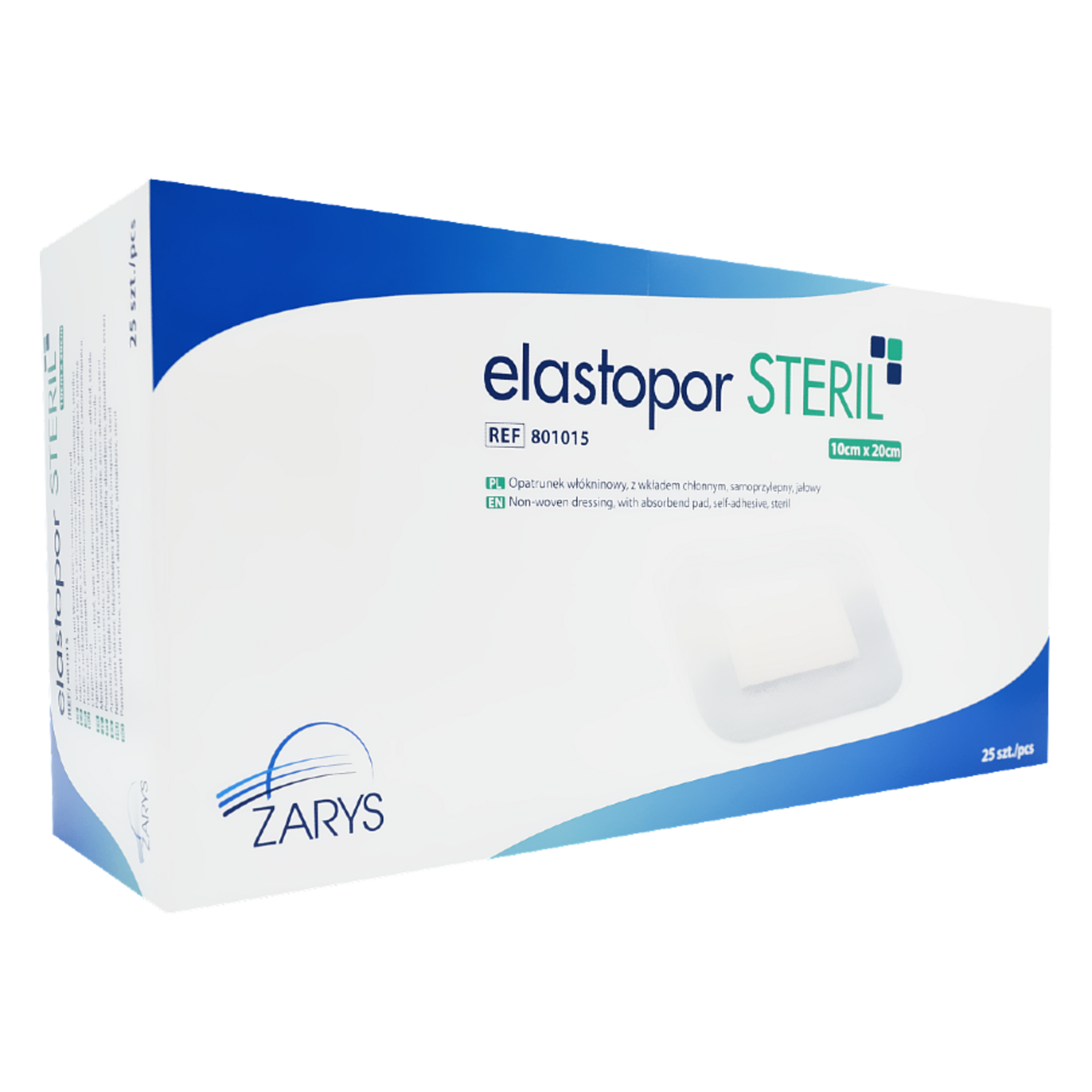 Elastopor STERIL, opatrunek włókninowy, z wkładem chłonnym, samoprzylepny, jałowy 10 cm x 20 cm, 25 sztuk