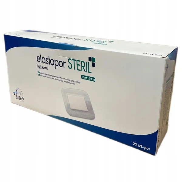 Elastopor STERIL, opatrunek włókninowy, z wkładem chłonnym, samoprzylepny, jałowy 10 cmx 30 cm, 25 sztuk