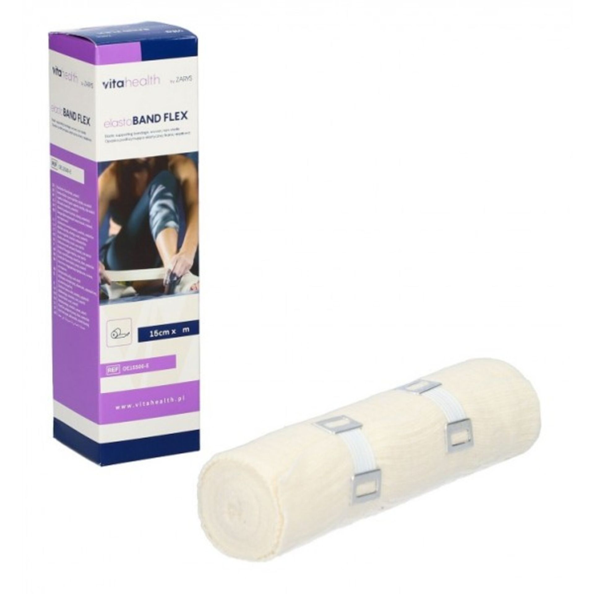 ElastoBAND FLEX, opaska elastyczna z zapinką niejałowa, 15 cm x 5 m, 1 sztuka