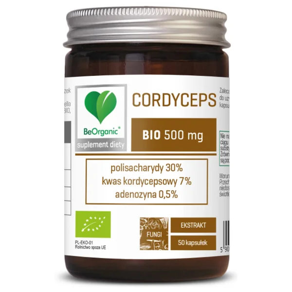 BeOrganic, Cordyceps BIO ekstrakt 30/7/0,5, 500 mg, kapsułki, 50 sztuk