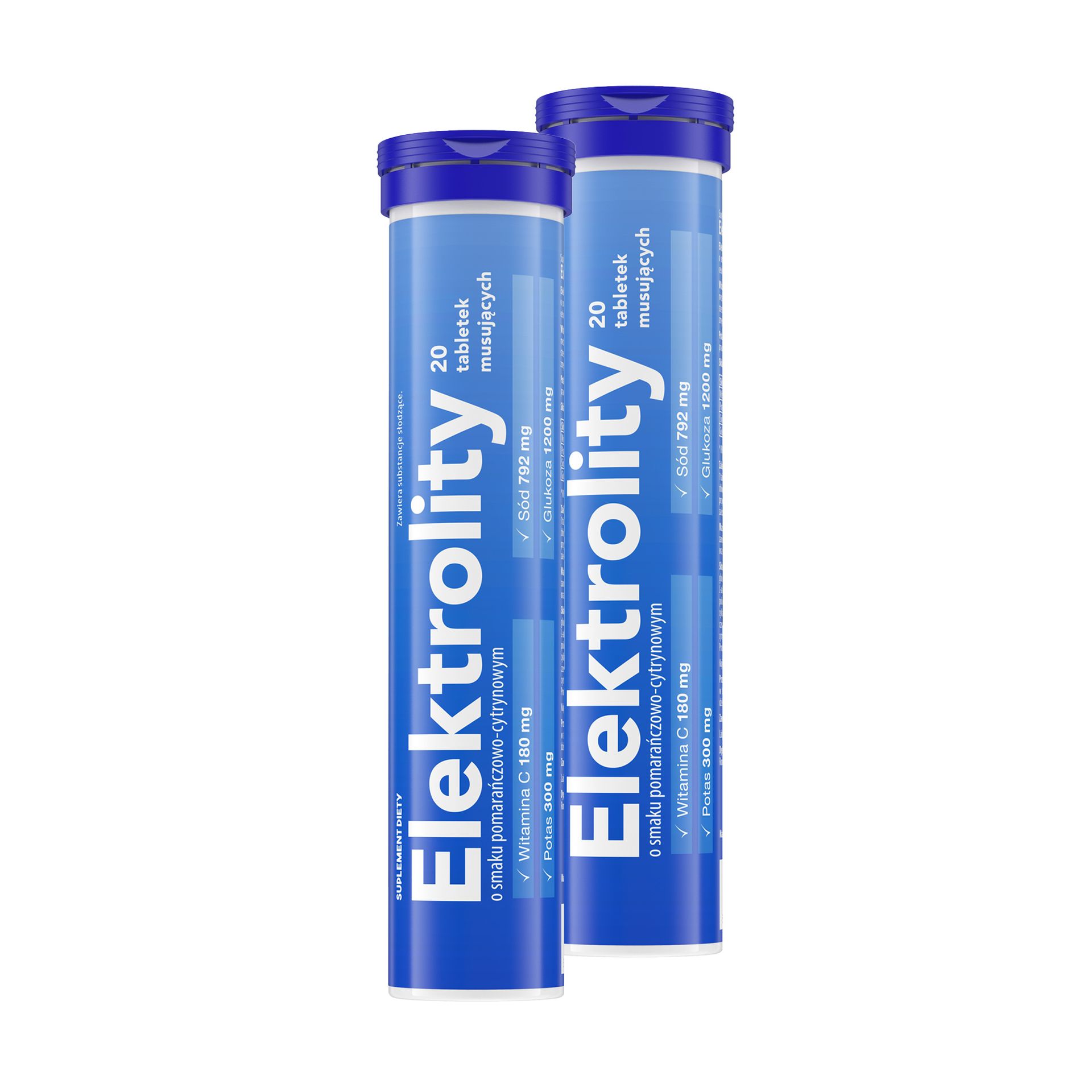 Elektrolity musujące Smak pomarańczowo - cytrynowym, 2 x 20 tabletek musujących