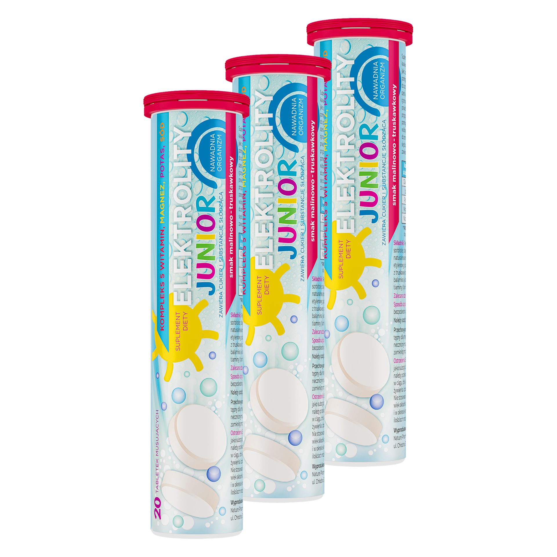Elektrolity Junior, tabletki musujące, 3 x 20 sztuk