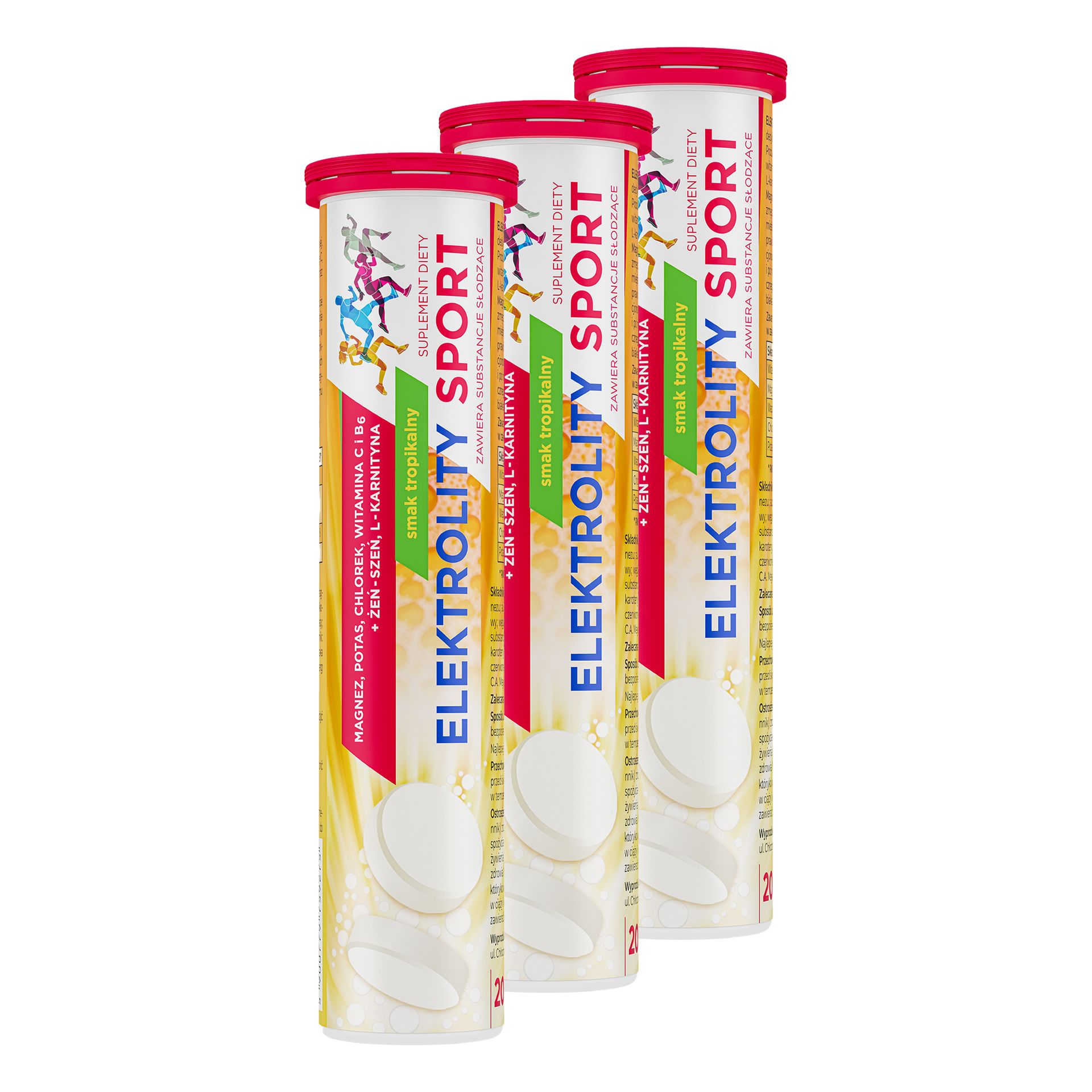 Elektrolity Sport, 3 x 20 tabletek musujących