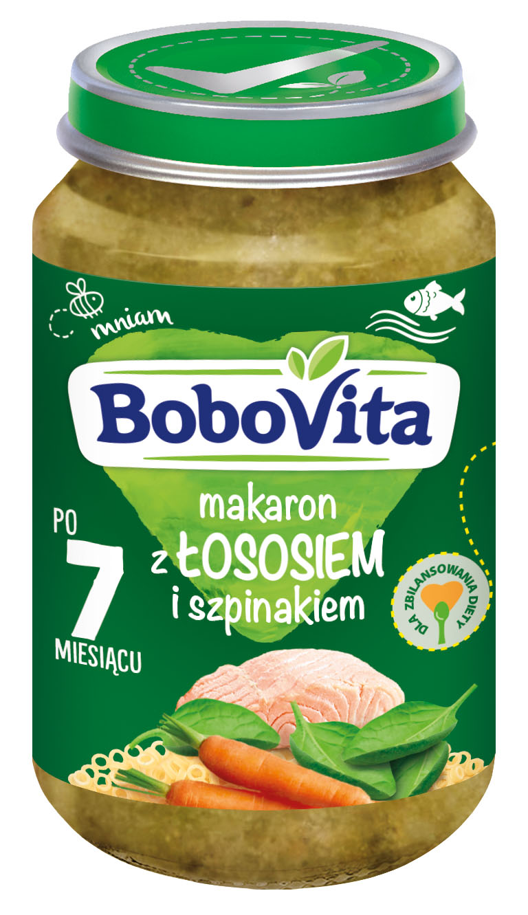 Bobovita Makaron z Łososiem i Szpinakiem po 7. miesiącu, 190 g