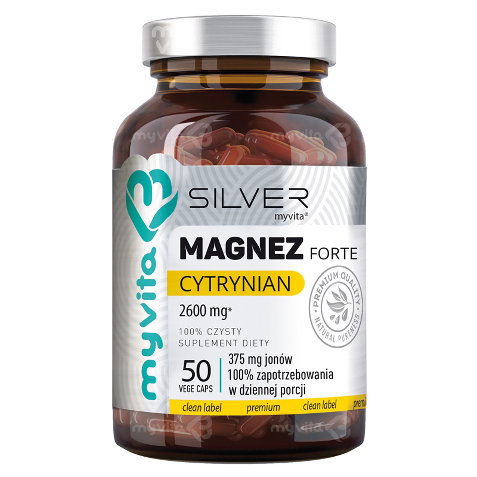 MyVita, Magnez Forte Cytrynian Silver Pure 100%, kapsułki, 50 sztuk