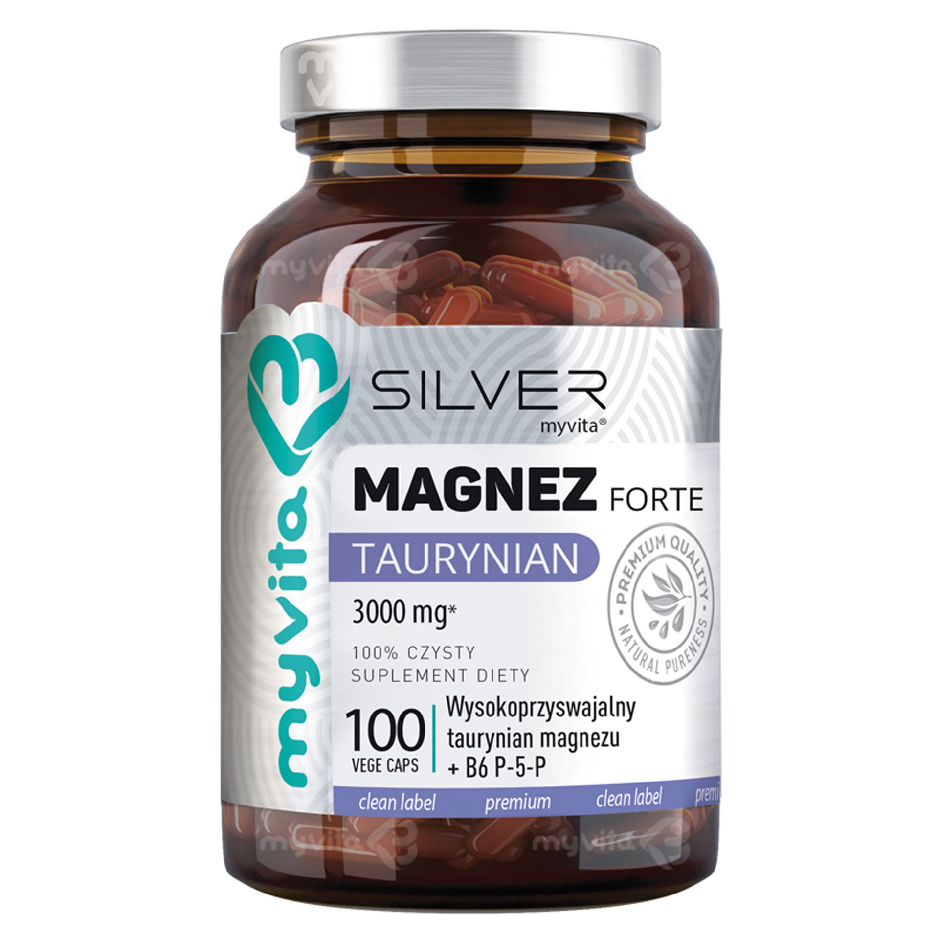 MyVita, Magnez Forte Taurynian Silver Pure 100%, kapsułki, 100 sztuk