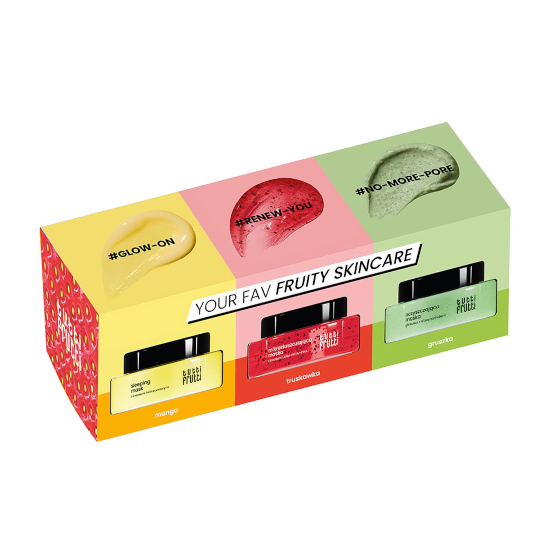 Zestaw Tutti Frutti Your fav skincare pielęgnacja twarzy, maseczki, 3 x 50 g