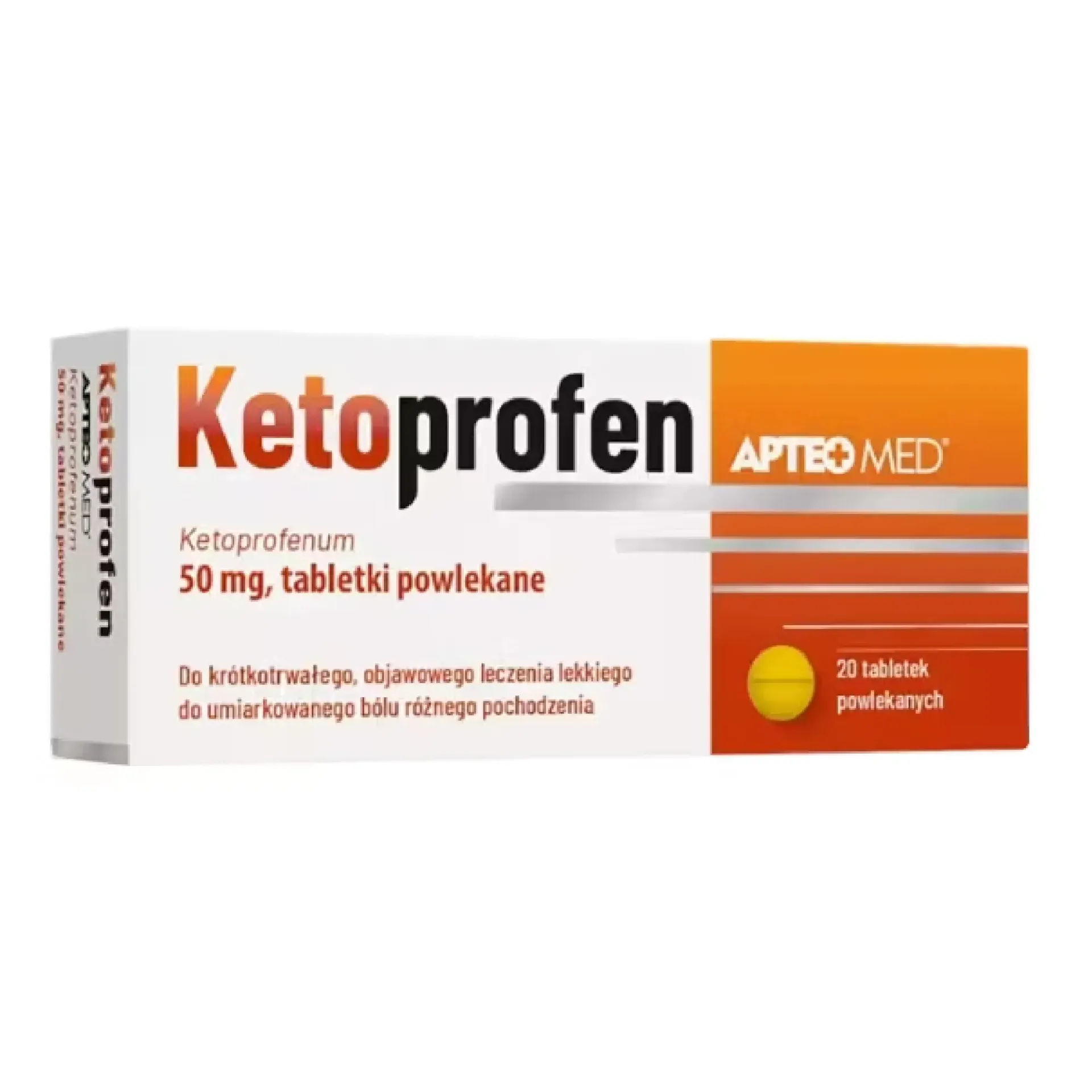 Ketoprofen Apteo Med, 50 mg, tabletki powlekane, 20 sztuk