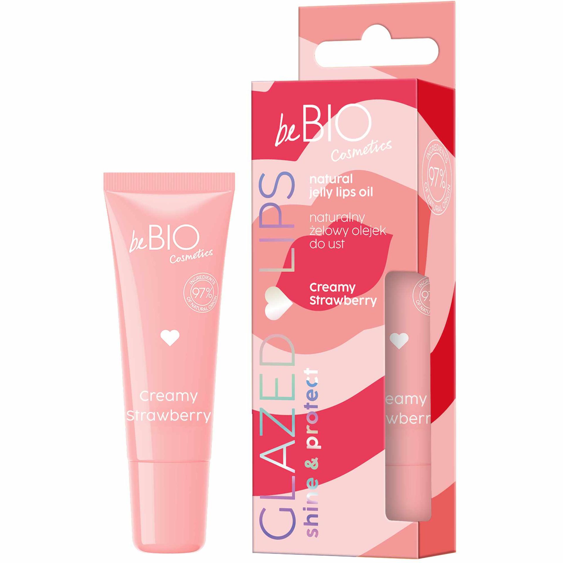 BeBio Glazed Lips Creamy Strawberry Naturalny żelowy olejek do ust, 10 ml