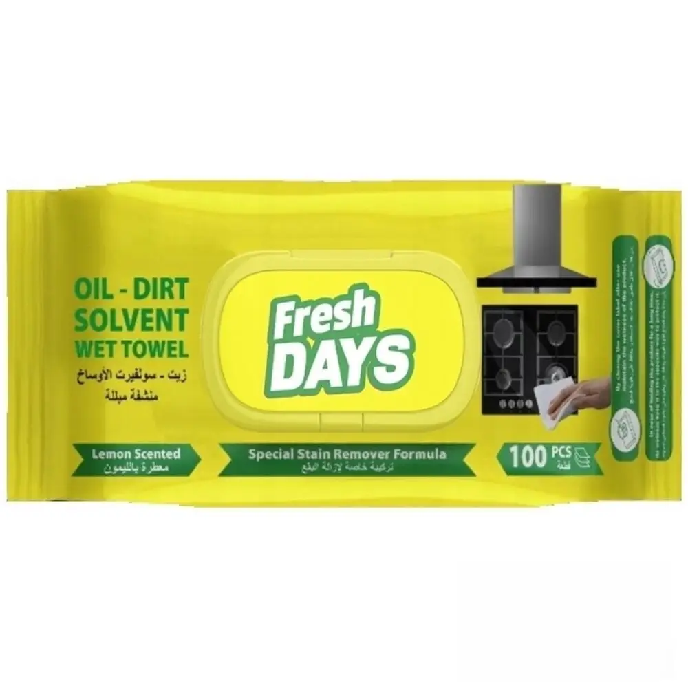 Fresh days, Mokre ręczniki usuwające tłuszcz XXL, 100 sztuk