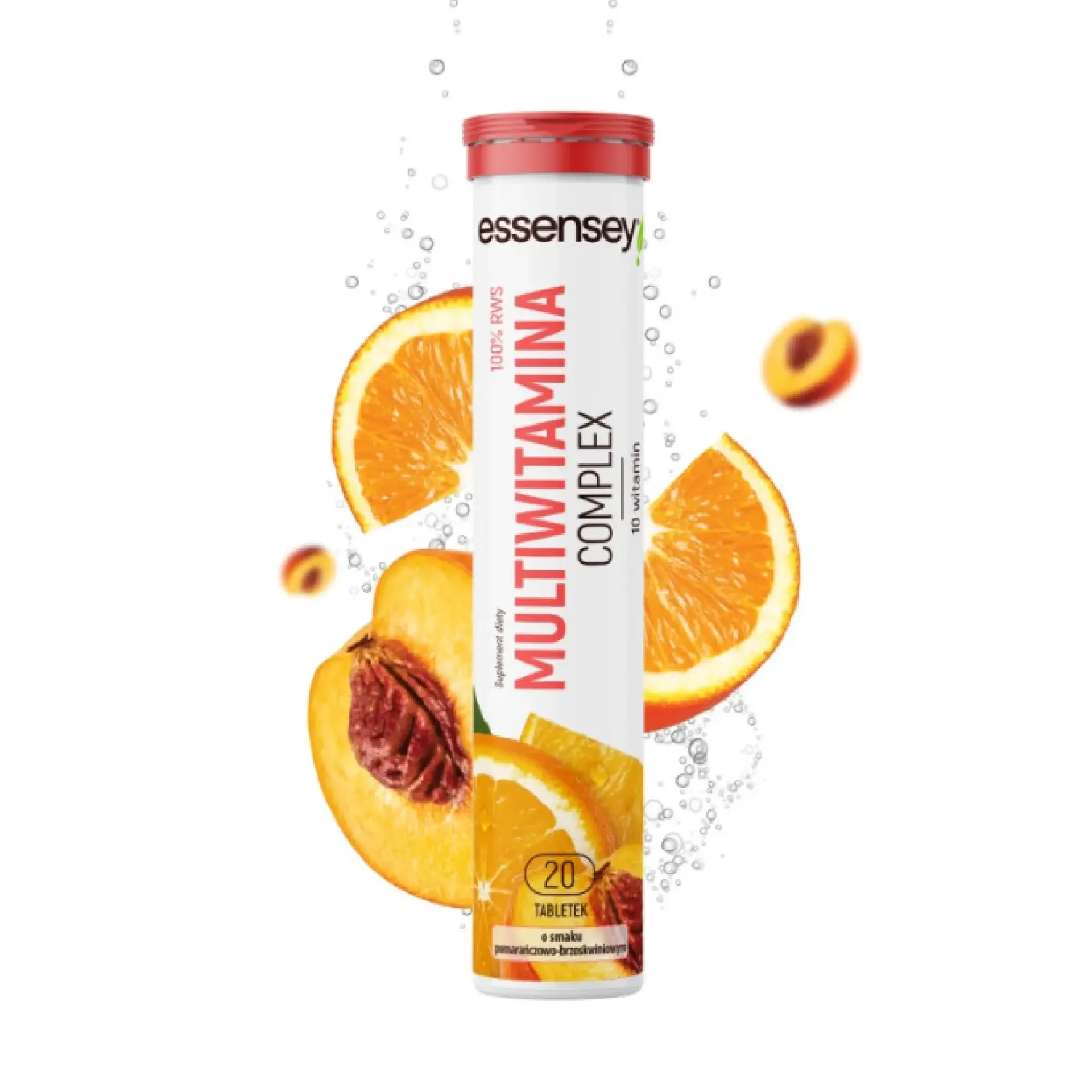 Essensey Multiwitamina Complex Pomarańcza Brzoskwinia, tabletki musujące, 20 sztuk