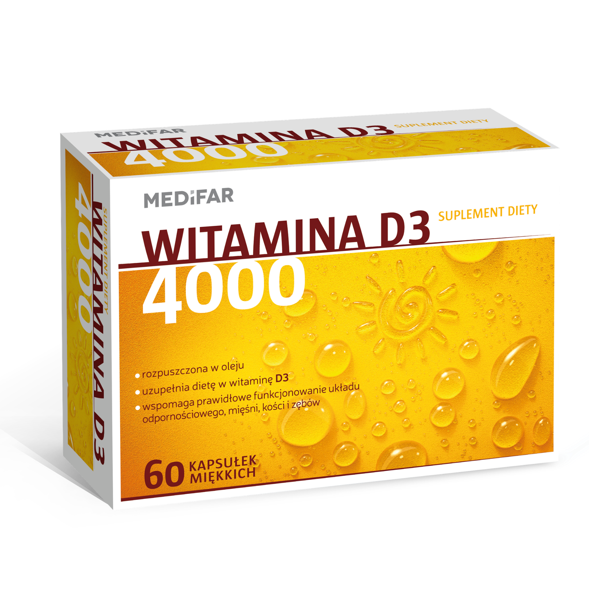 MediFar, Witamina D3 4000 j.m., kapsułki, 60 sztuk