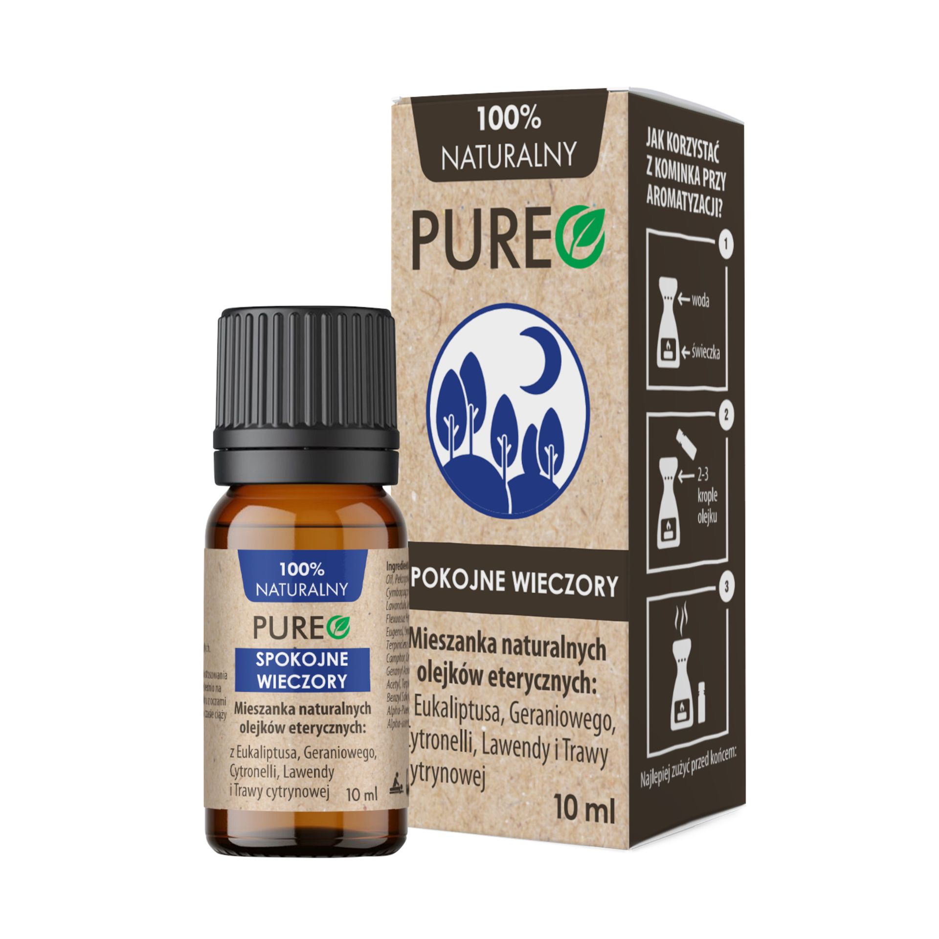 Pureo Spokojne wieczory, mieszanka naturalnych olejków eterycznych, 10 ml