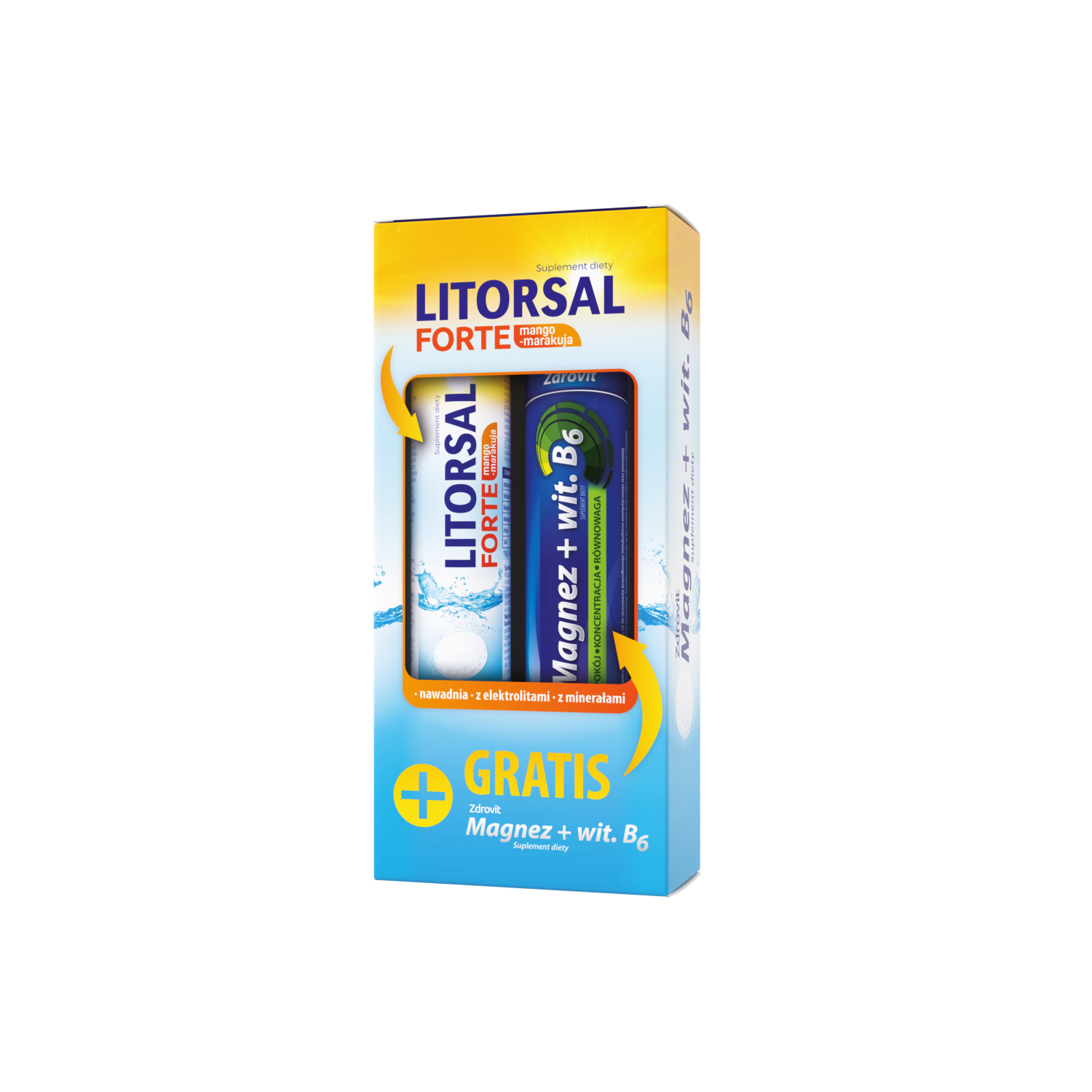 Litorsal Forte mango-marakuja, tabletki musujące, 24 sztuk + MgB6, tabletki musujące, 24 sztuk