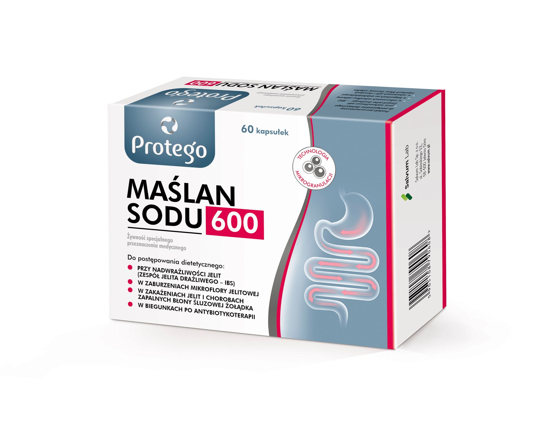 Protego, Maślan Sodu 600, kapsułki, 60 sztuk