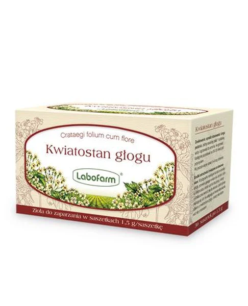 Labofarm, Kwiatostan głogu, zioła do zaparzania, saszetki, 30 sztuk