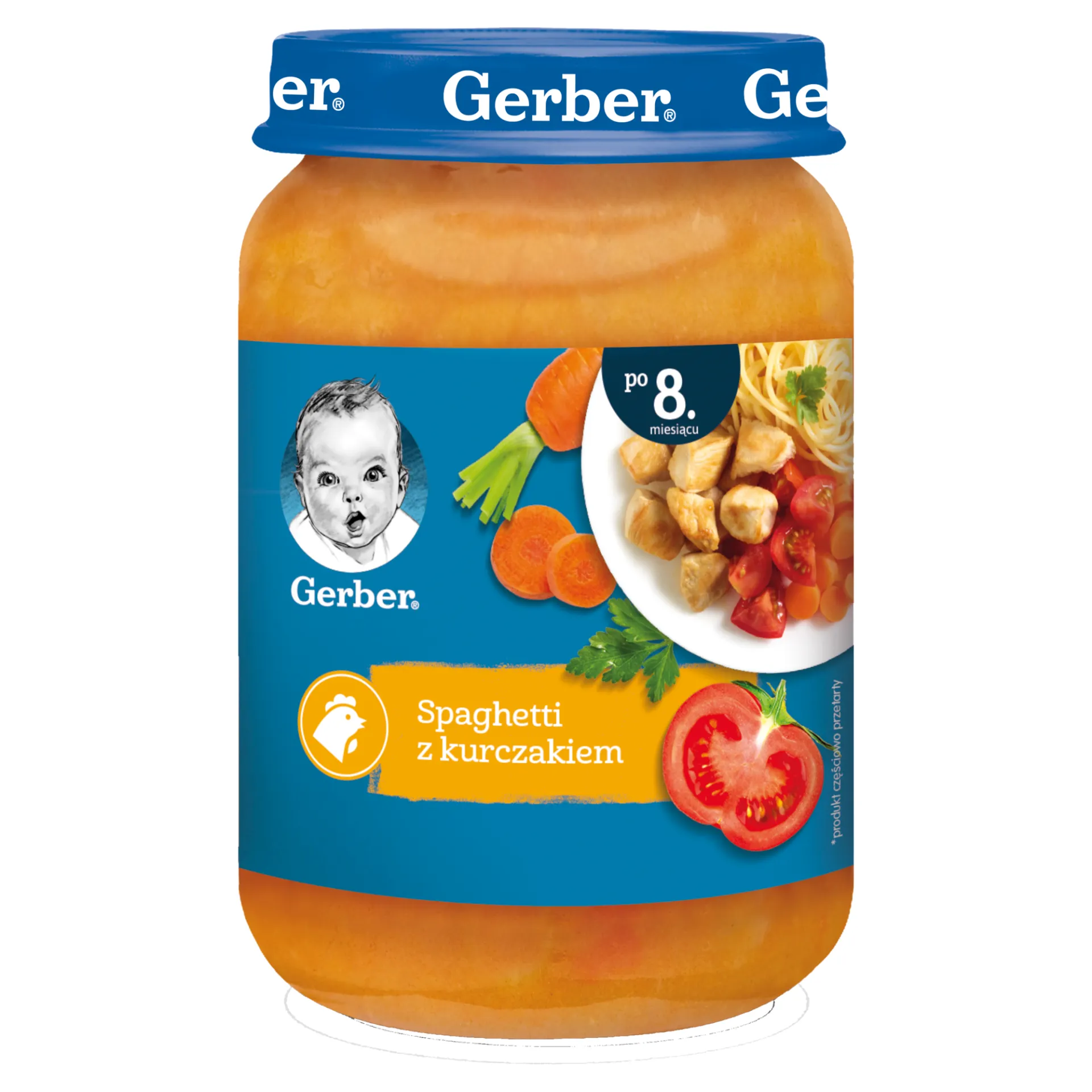GERBER Obiadek spaghetti z kurczakiem po 8 miesiącu - 190 g