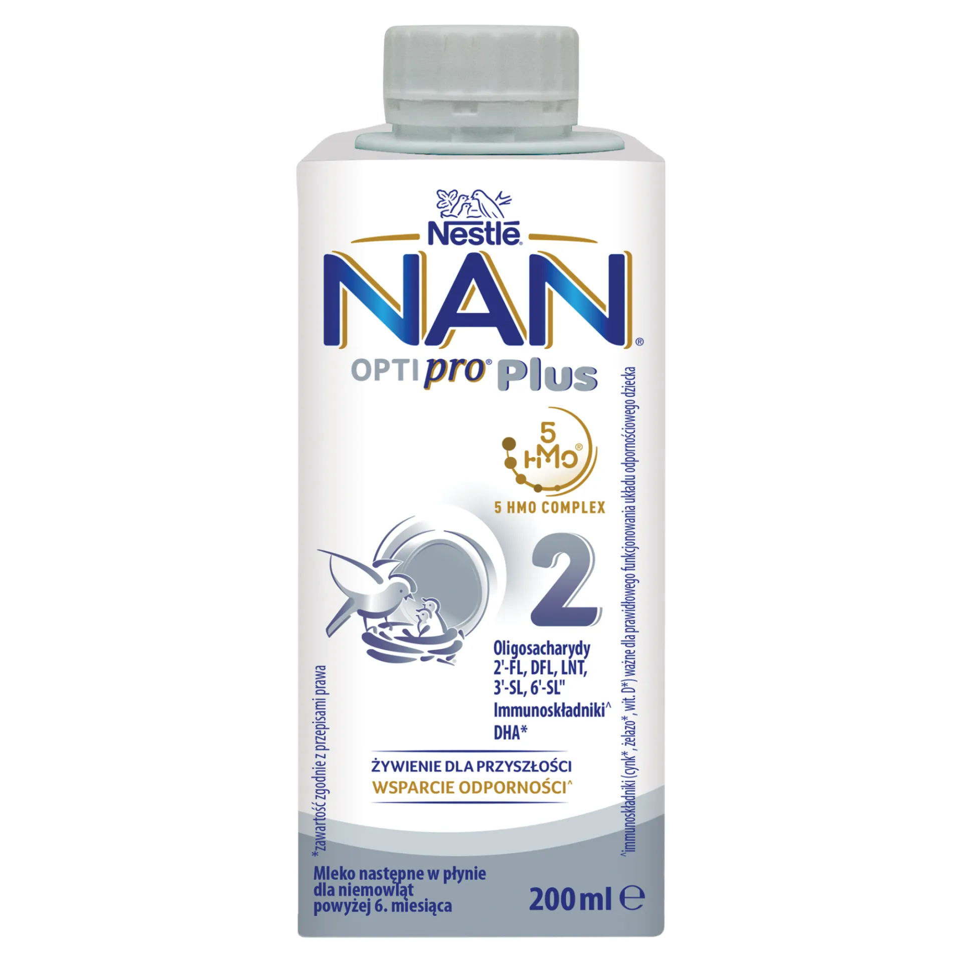 Nestle Nan Optipro Plus 2 HMO Mleko następne w płynie dla niemowląt powyżej 6. miesiąca 200 ml