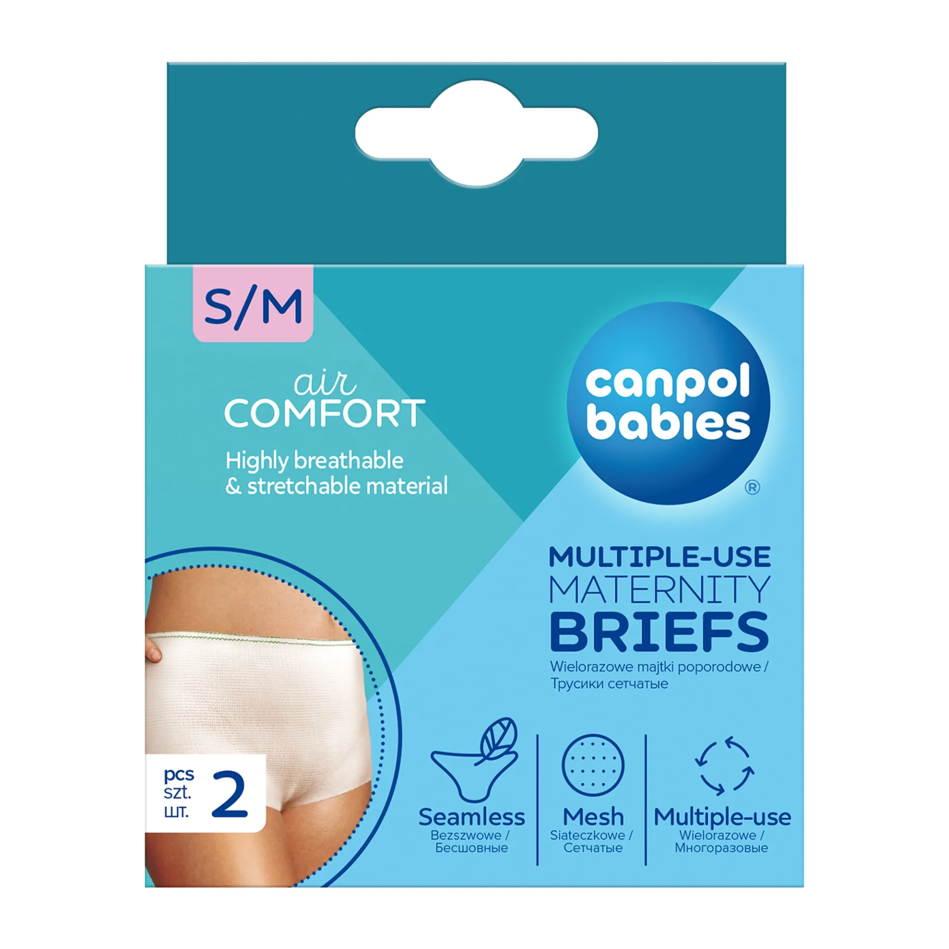 CANPOL BABIES, wielorazowe, siateczkowe majtki poporodowe S/M 73/001, 2 sztuki