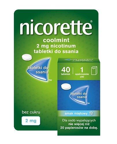 Nicorette Coolmint, 2 mg, tabletki do ssania, 40 sztuk