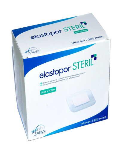 Elastopor Steril, Opatrunek jałowy włókninowy samoprzylepny z wkładem chłonnym 5 cm x 7,2 cm, 100 sztuk