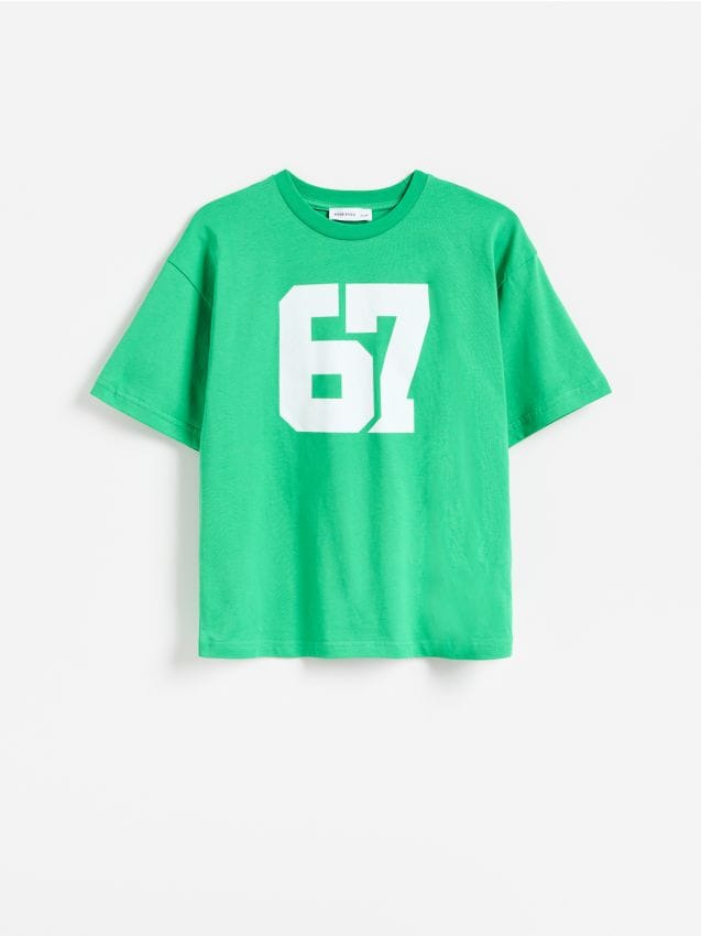 Reserved - T-shirt z nadrukiem 67 - zielony