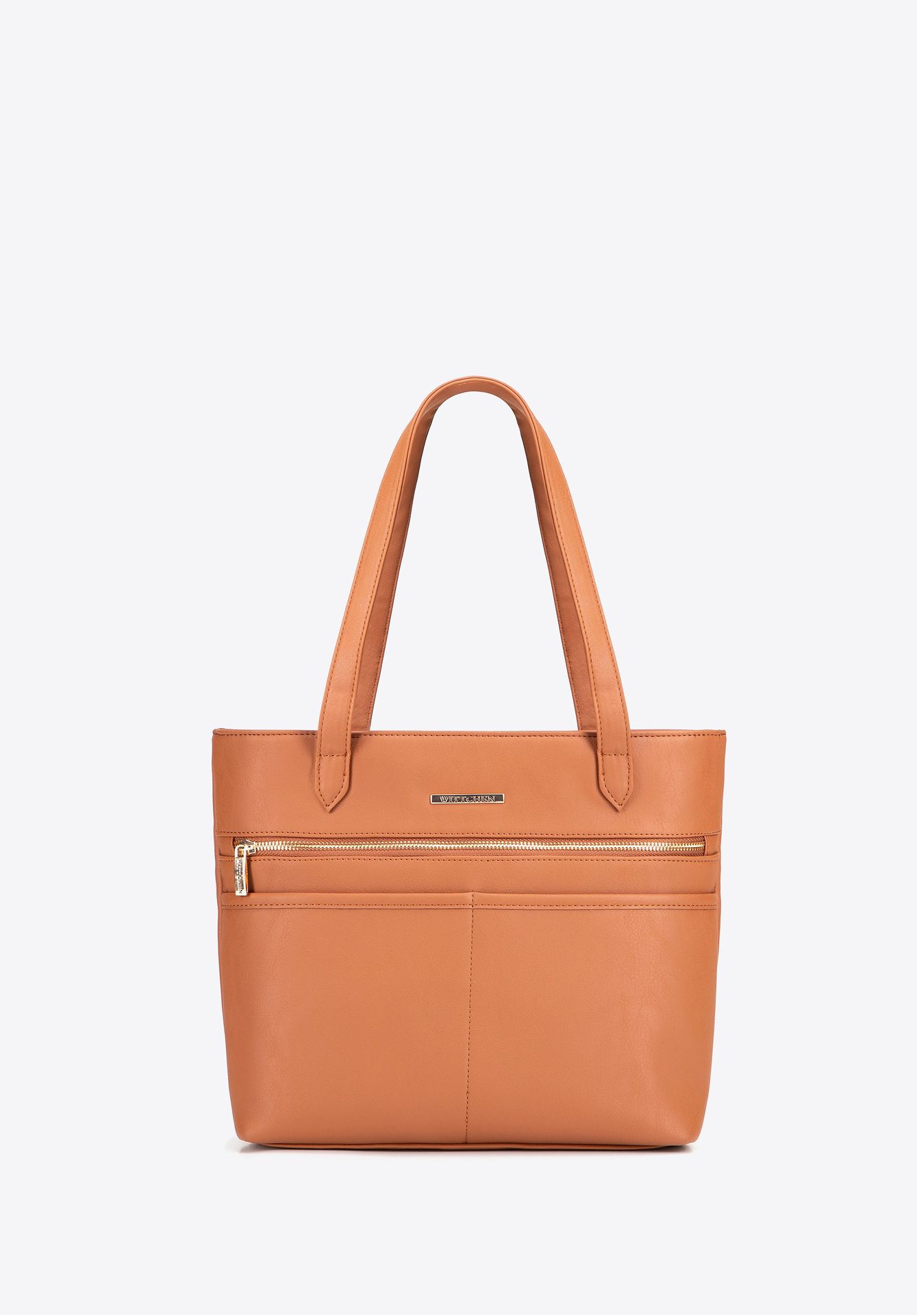 Elegancka damska shopperka miejska jasny brąz