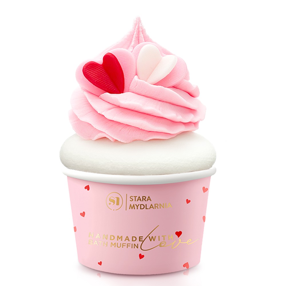 Stara Mydlarnia Pink Hearts Bath Muffin Muffinka do kąpieli Kula do kąpieli 200g