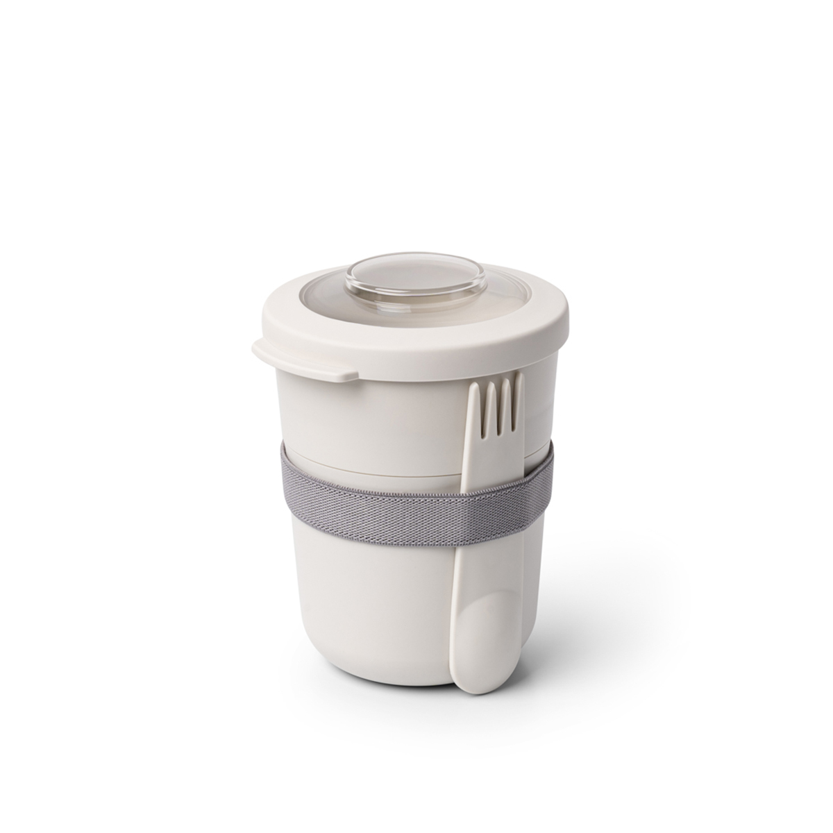 Amuse Pojemnik Na Jogurt 2 w 1 ze Sztućcem i Gumką Beżowy Lunchboxy 450ml