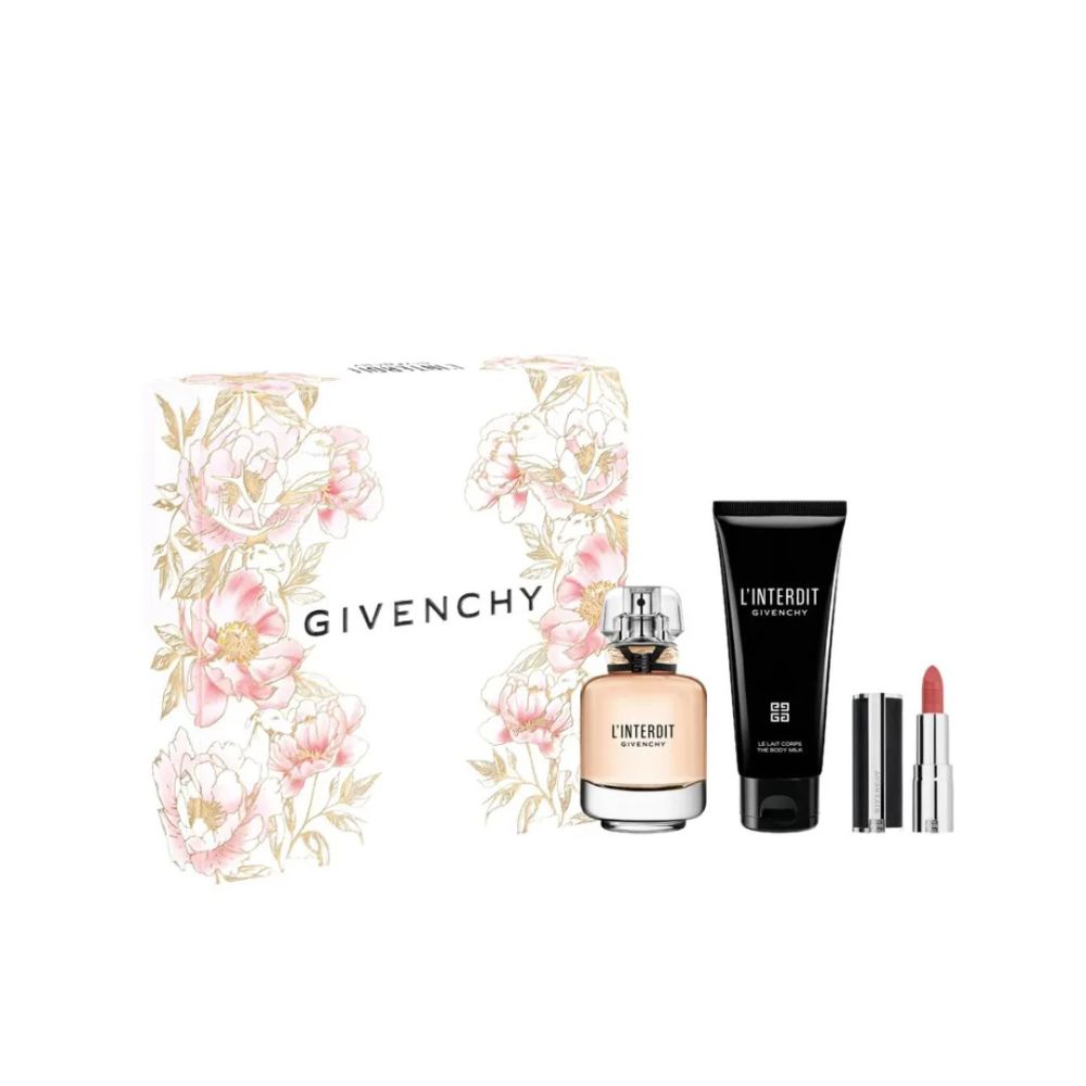 Givenchy L'Interdit Women's Fragrance Set Eau De Parfum & Body Milk & Lipstick Set Zestaw prezentowy dla niej
