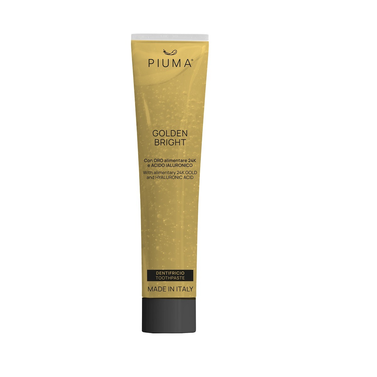 Piuma Vissible Active Golden Bright Toothpaste Pasta do zębów z kwasem hialuronowym i złotem Higiena jamy ustnej 75ml