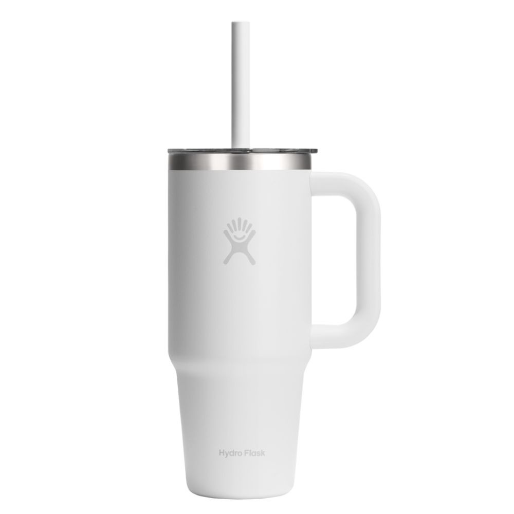 Hydro Flask 24 Oz Travel Tumbler Clear LID White Izolowany kubek termiczny ze słomką 710ml